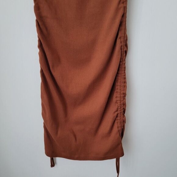 NWT GOOD AMERICAN Ruched Tank Mini Ribbed Dress Tortoise Size 2 - Picture 9 of 11